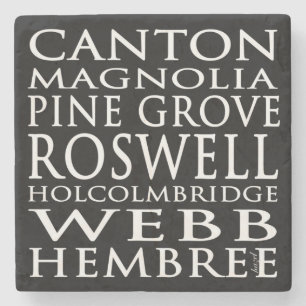 Porta-copo De Pedra Sinais de Rua do Metrô, Roswell, Georgia Marble St