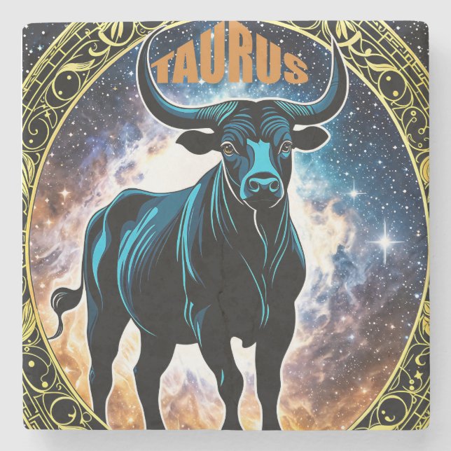 Porta-copo De Pedra Sinal de astrologia Taurus (Frente)