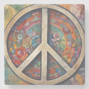 Porta-copo De Pedra Sinal de Paz - Arte Pop