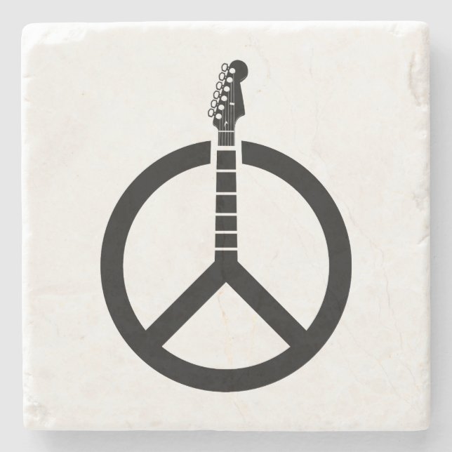 Porta-copo De Pedra Sinal de Paz com Guitarra (Frente)