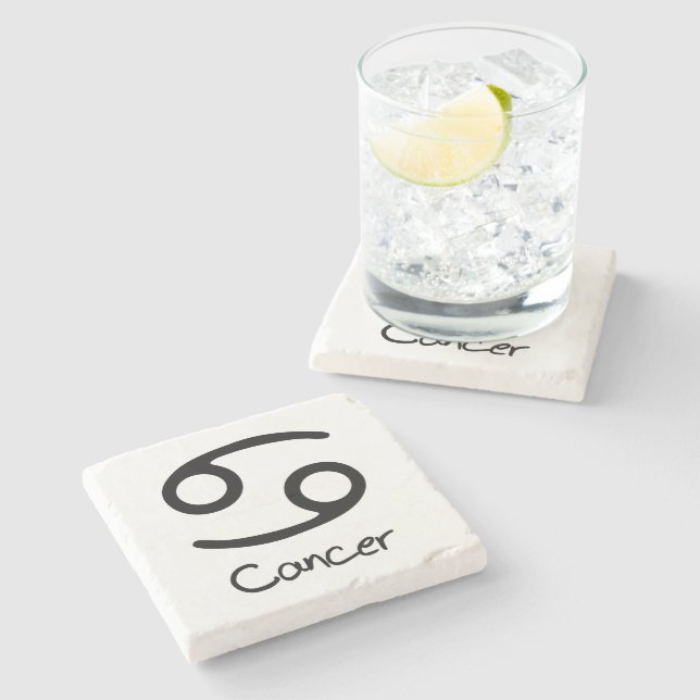 Porta-copo De Pedra Sinal Zodiac do cancer em Fundo Branco (Lateral)