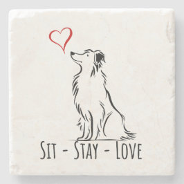 Porta-copo De Pedra Sit-Be-Love Border Collie