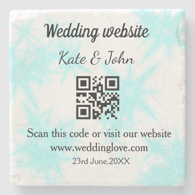 Porta-copo De Pedra site de casamento simples minimal QR code adicione (Frente)