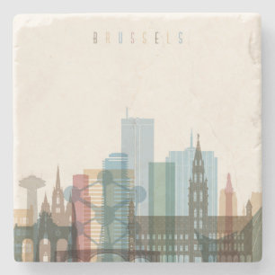 Porta-copo De Pedra Skyline da cidade de Bruxelas, Bélgica  