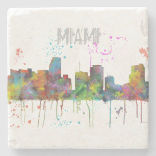 PORTA-COPO DE PEDRA SKYLINE DE MIAMI FLORIDA