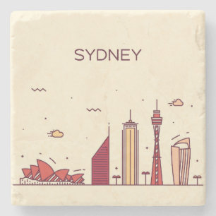 Porta-copo De Pedra Skyline do Doodle de Sydney, Austrália