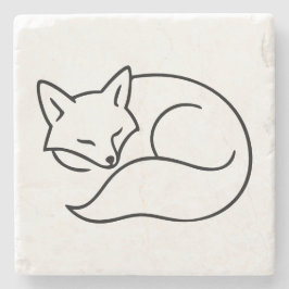 Porta-copo De Pedra Sleeping Fox Line Art – Minimalist Home Accent