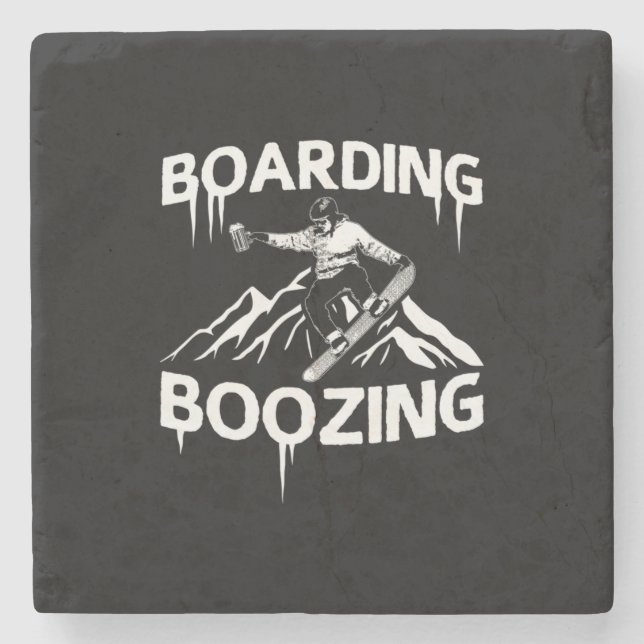Porta-copo De Pedra Snowboard Boozing (Frente)
