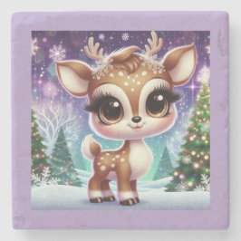 Porta-copo De Pedra Snowflake Sparkle Baby Reindeer