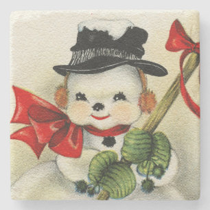 Porta-copo De Pedra Snowman 004