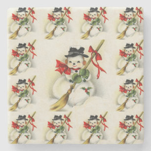 Porta-copo De Pedra Snowman 009