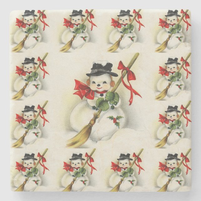 Porta-copo De Pedra Snowman 009 (Frente)