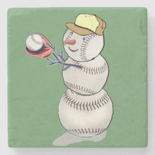 Porta-copo De Pedra Snowman de basebol