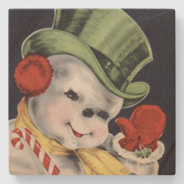 Porta-copo De Pedra Snowman de Natal