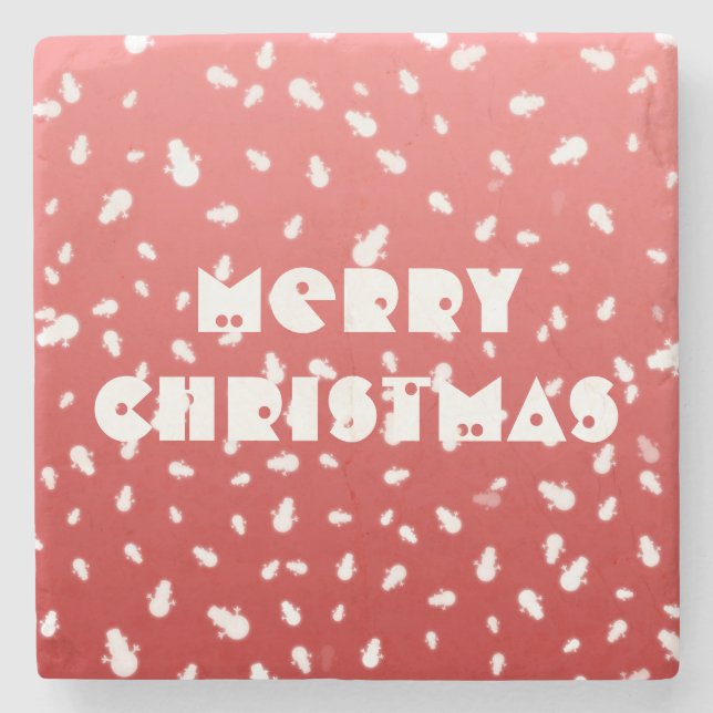 Porta-copo De Pedra Snowman de Natal (Frente)