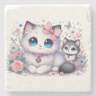 Porta-copo De Pedra Sobrecarga de gatinhos de cutena: Gato e cão de ol