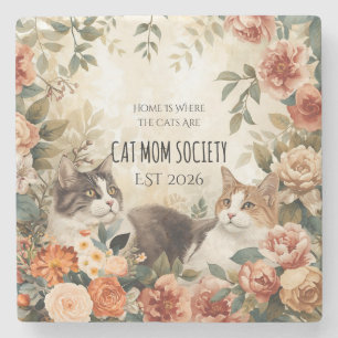 Porta-copo De Pedra Sociedade de Mãe de Gato Botânica Vintage Decoraçã