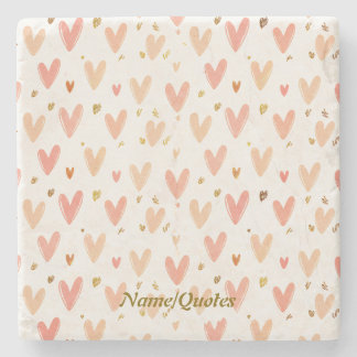 Porta-copo De Pedra Soft Pink Hearts Seamless Pattern