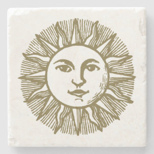 Porta-copo De Pedra Sol Dourado sotérico