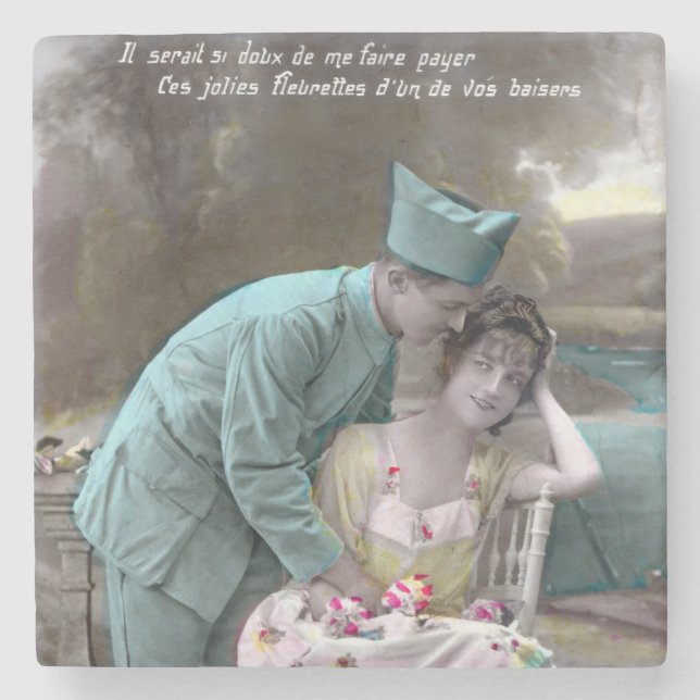 Porta-copo De Pedra Soldado e Lover (Frente)