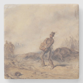 Porta-copo De Pedra Soldado ferido após a batalha (cena de guerra)