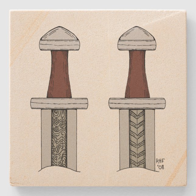 Porta-copo De Pedra Soldadura de padrão de espada em Viking (Frente)