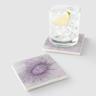 Porta-copo De Pedra Sonho de Flor de Lavanda Arte Fractal Abstrato Mod