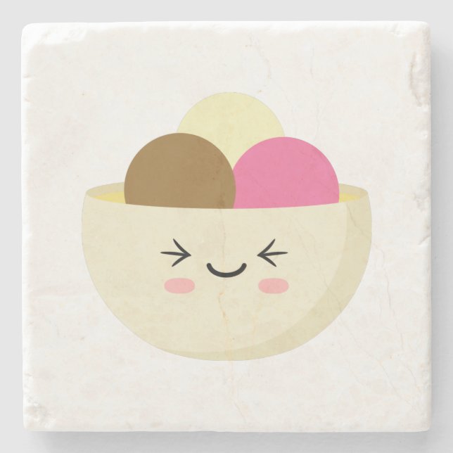 Porta-copo De Pedra Sorvete Kawaii (Frente)