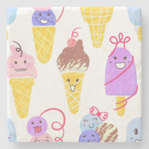 Porta-copo De Pedra Sorvetes Kawaii, um padrão bonito e perfeito.