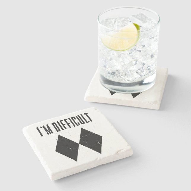 Porta-copo De Pedra Sou difícil esquiar Diamante Negro Duplo (Lateral)