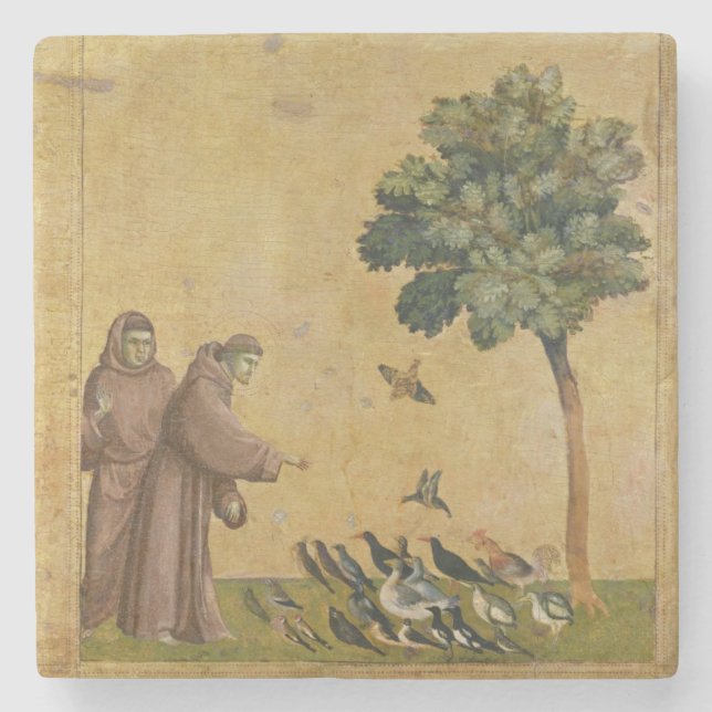 Porta-copo De Pedra St Francis de Assisi que preaching aos pássaros (Frente)