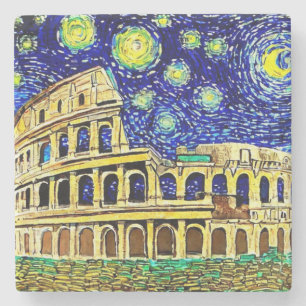 Porta-copo De Pedra Starry Night Roma Itália