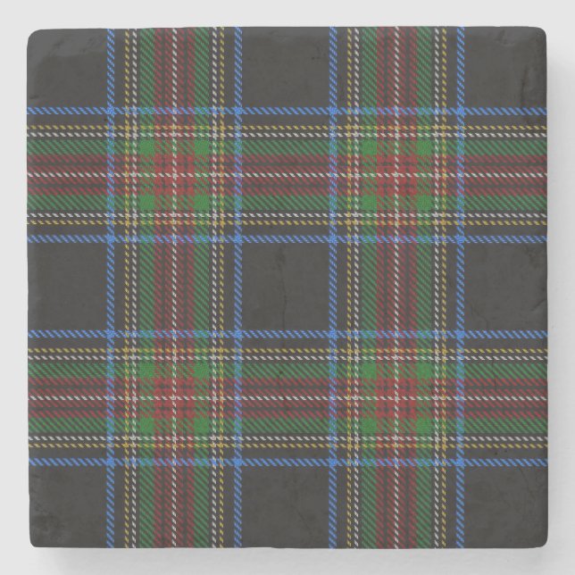 Porta-copo De Pedra Stewart Black Tartan (Frente)