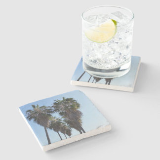 Porta-copo De Pedra Stone Coaster Beach Home, Palm Tree Heart Photo