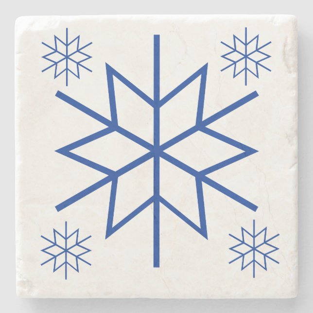 Porta-copo De Pedra Stone Coaster - Flocos de Neve Azuis (Frente)
