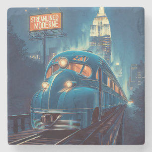 Porta-copo De Pedra Streamline Moderne   Vintage New York Express