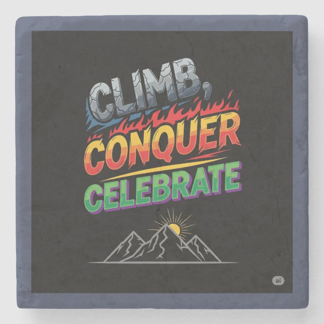 Porta-copo De Pedra Suba, Conquiste, Celebre. (Frente)
