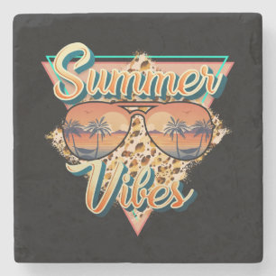 Porta-copo De Pedra Summer Vibes   Vintage Sunglass   Sunset de praia