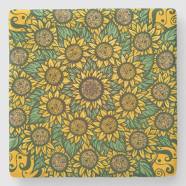 Porta-copo De Pedra Sunflower Mandala Nature Lover Girassóis Floral