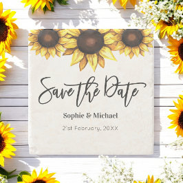 Porta-copo De Pedra Sunflower Save the Date Wedding Rustic