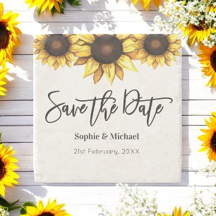 Porta-copo De Pedra Sunflower Save the Date Wedding Rustic