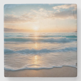 Porta-copo De Pedra Sunrise Sobre a Praia