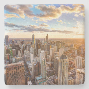 Porta-copo De Pedra Sunset Over Chicago