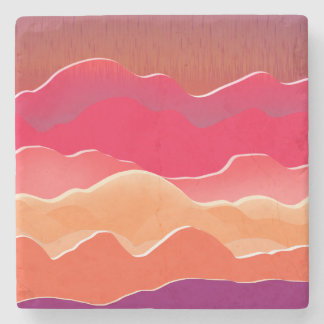 Porta-copo De Pedra Sunset Picos Modernos de Arte de Colagem de Papel