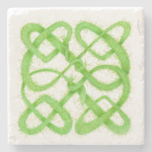 Porta-copo De Pedra Suporte de pedra de mármore GREEN CELTIC KNOT (Frente)