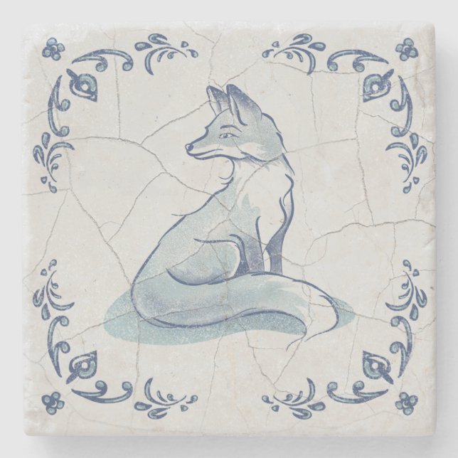 Porta-copo De Pedra Suporte de Pedra Delft Fox (Frente)