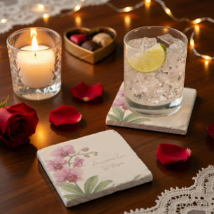 Porta-copo De Pedra Suporte de Pedra Floral de Orquídea Personalizado