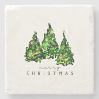 Porta-copo De Pedra Suportes de árvore de Natal com design de tinta al