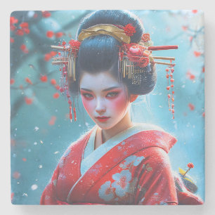 Porta-copo De Pedra Susurros de uma Maiko Carmesim