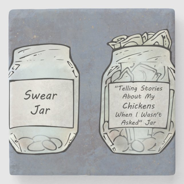 Porta-copo De Pedra Swear Jar e Chicken Jar (Frente)